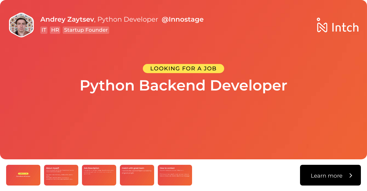 Andrey Zaytsev - Python Backend Developer | Intch