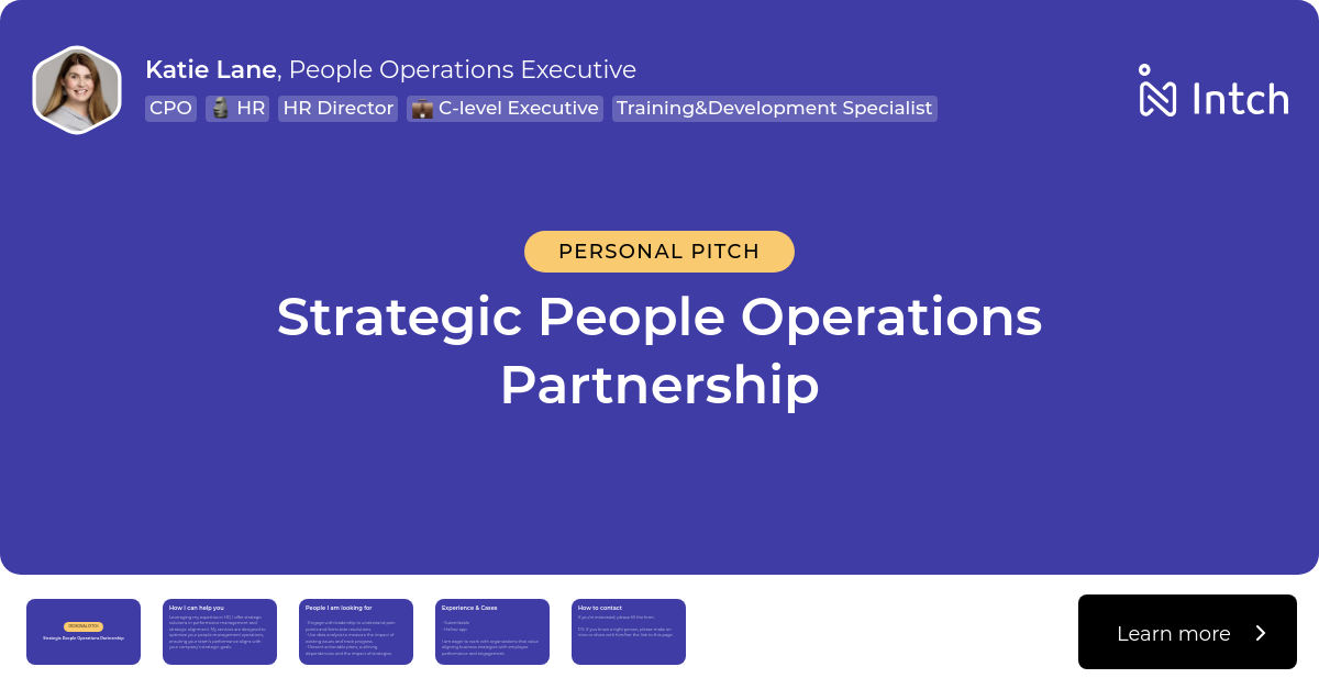 Katie Lane Strategic People Operations Partnership Intch