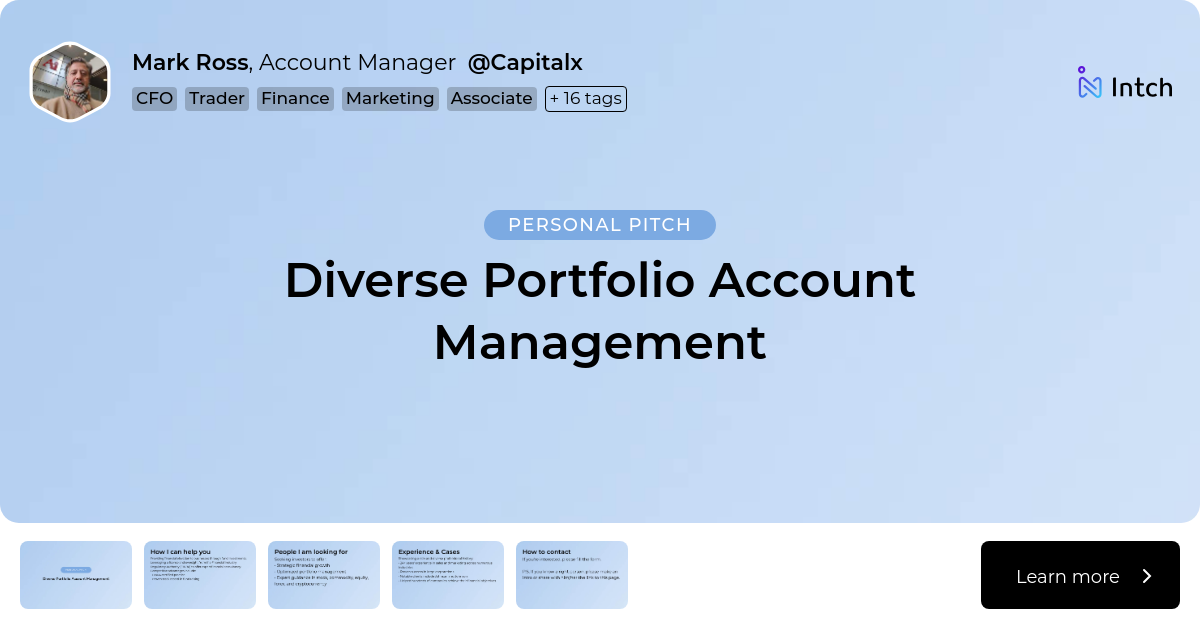 Mark ross diverse portfolio account management intch