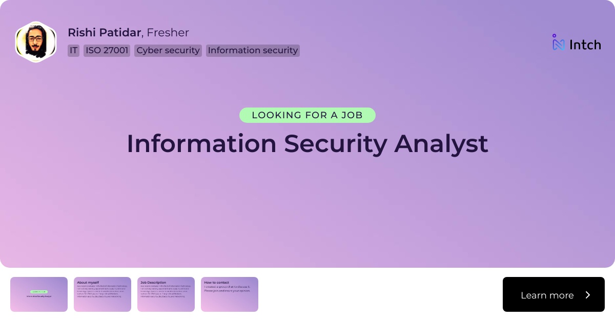 Rishi Patidar - Information Security Analyst | Intch
