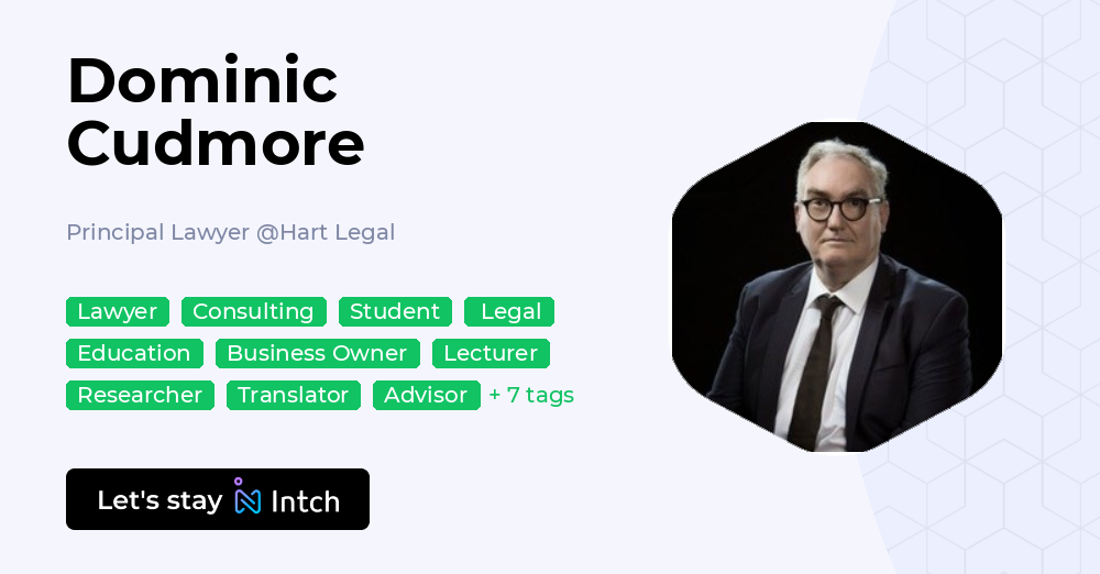 Dominic Cudmore - Principal Lawyer, Hart Legal | Intch