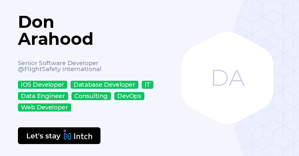 Don Arahood - Senior Software Developer, FlightSafety International | Intch