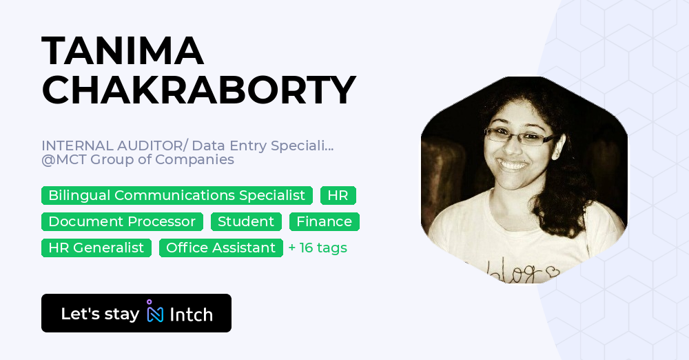TANIMA CHAKRABORTY - INTERNAL AUDITOR/ Data Entry Specialist ...