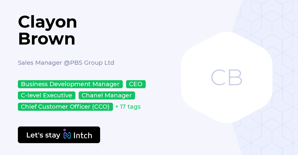 Clayon Brown - Sales Manager, PBS Group Ltd | Intch