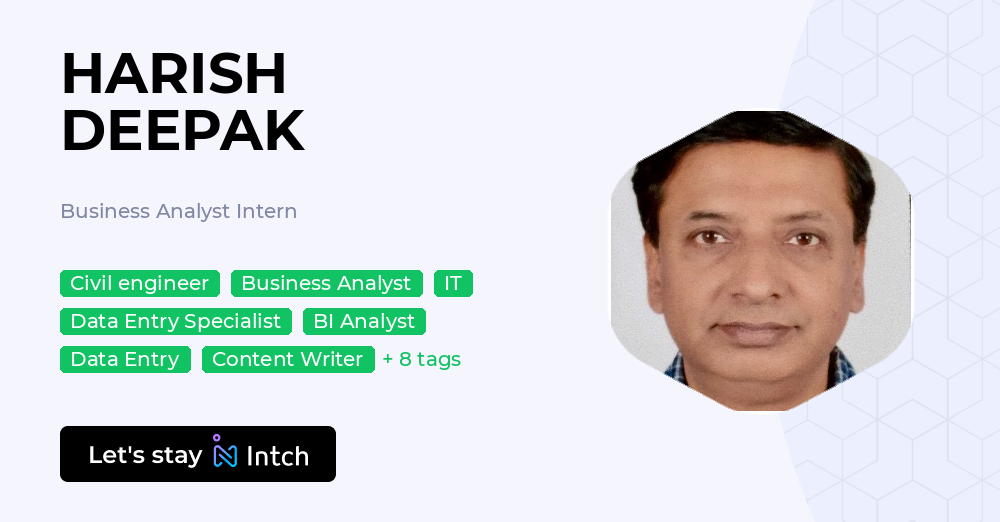 HARISH DEEPAK - Business Analyst Intern, | Intch