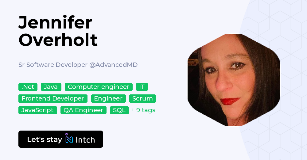 Jennifer Overholt - Sr Software Developer, AdvancedMD | Intch