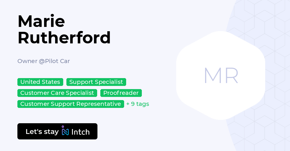 Marie Rutherford - Owner, Pilot Car | Intch