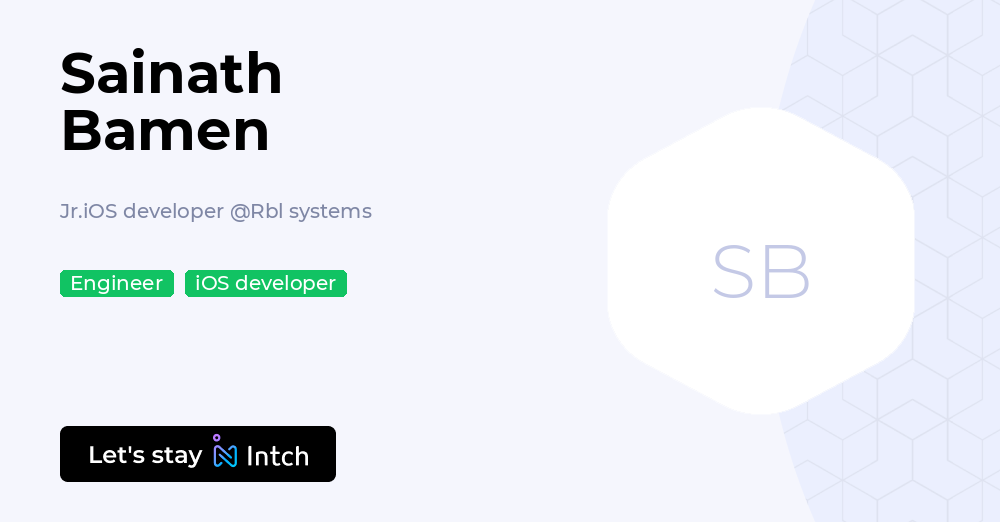 Jr Ios Developer Sainath Bamen - Jr.iOS developer, Rbl systems | Intch