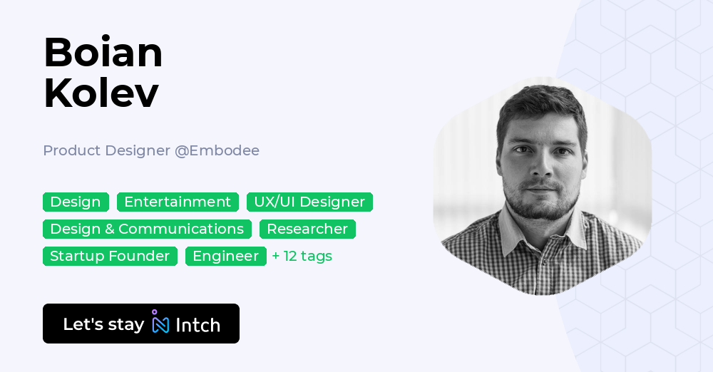 Embodee Boian Kolev - Product Designer, Embodee | Intch