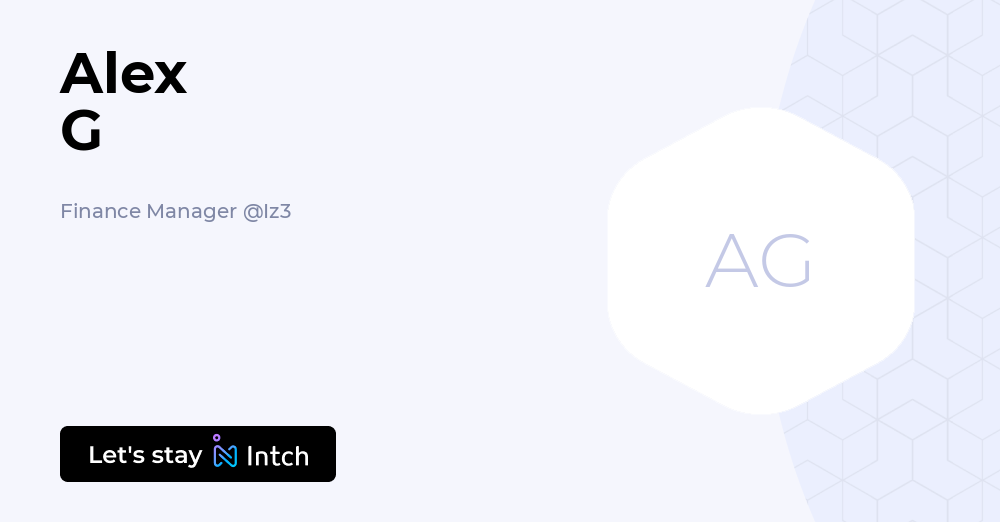 Alex G - Finance Manager, Iz3 | Intch