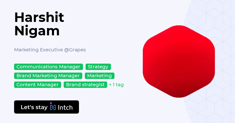 Harshit Nigam - Marketing Executive, Grapes | Intch
