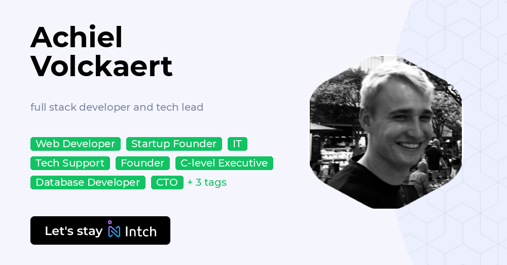 Achiel Volckaert - full stack developer and tech lead, | Intch