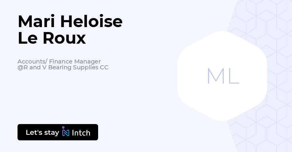 Mari Roux Colas Mari Heloise Le Roux - Accounts/ Finance Manager, R and V Bearing ...