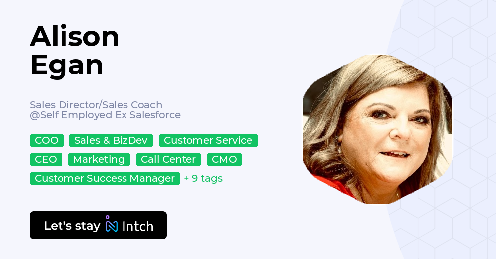 Alison Egan - Sales Director/Sales Coach, Self Employed Ex Salesforce ...
