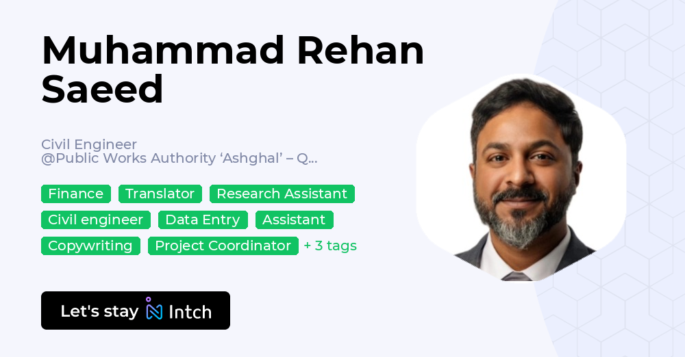 Muhammad Rehan Saeed - Civil Engineer, Public Works Authority ‘Ashghal ...