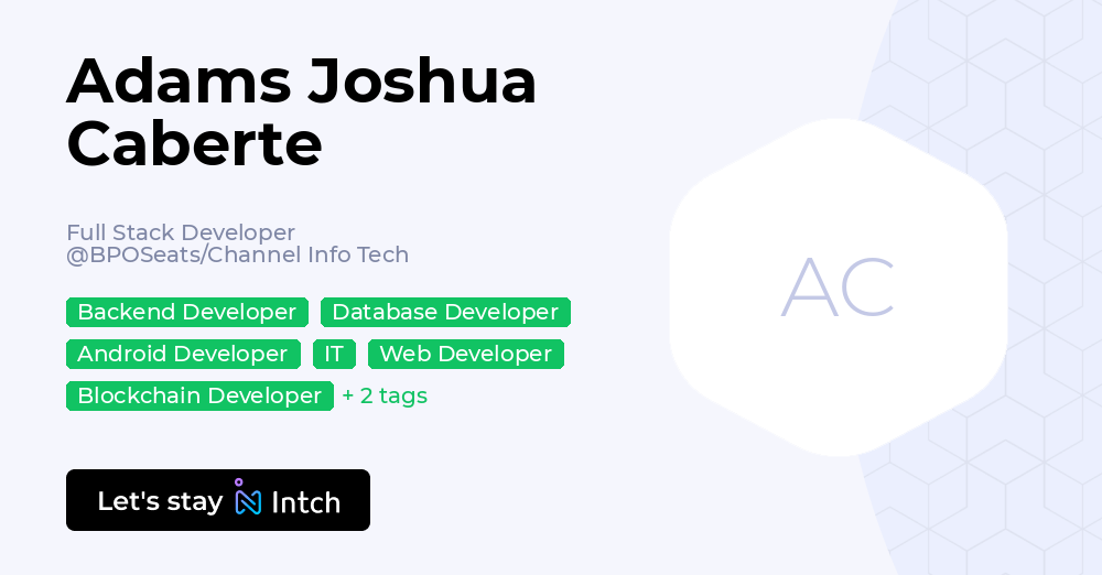 Adams Joshua Caberte - Full Stack Developer, BPOSeats/Channel Info Tech ...