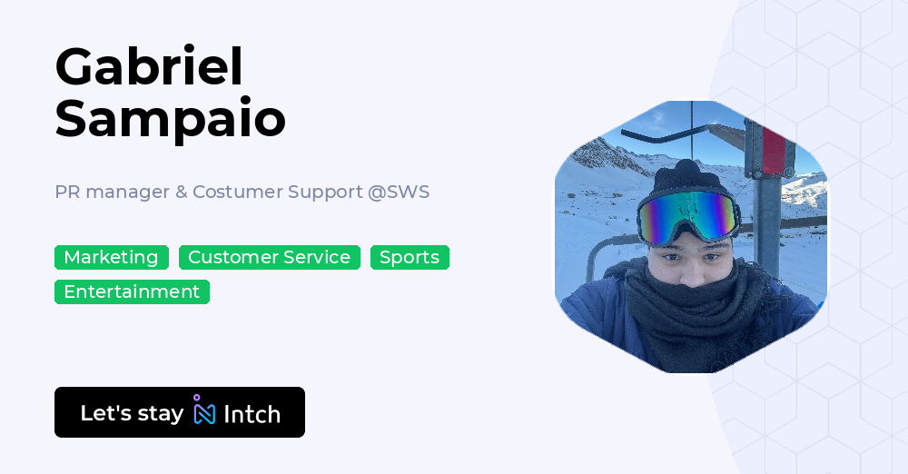 Gabriel Sampaio - PR manager & Costumer Support, SWS | Intch