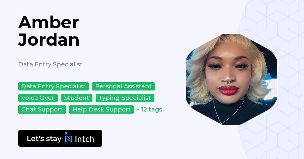 Amber Jordan - Data Entry Specialist, | Intch