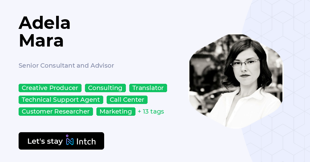 Adela Mara - Senior Consultant and Advisor, | Intch