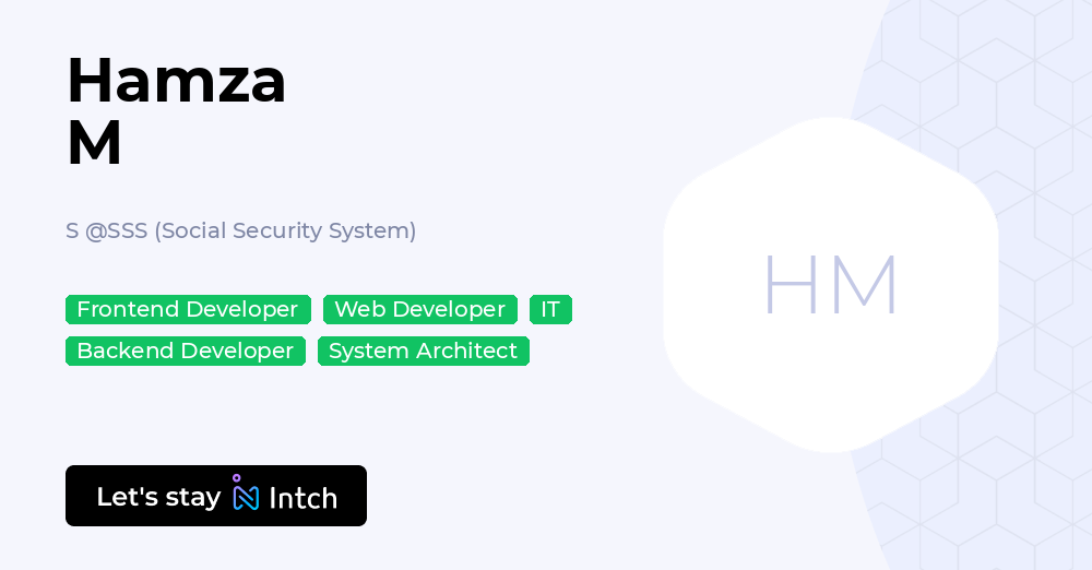 Hamza M - S, SSS (Social Security System) | Intch