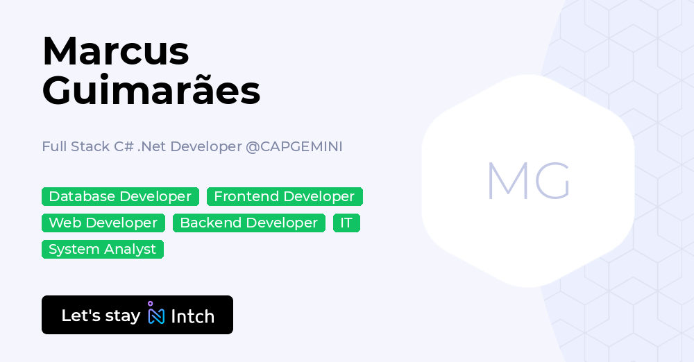 Marcus Guimarães - Full Stack C# .Net Developer, CAPGEMINI | Intch