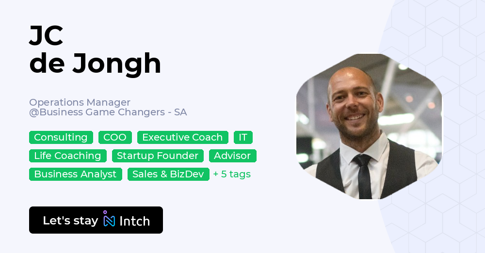 Jc Magger JC de Jongh - Operations Manager, Business Game Changers - SA | Intch
