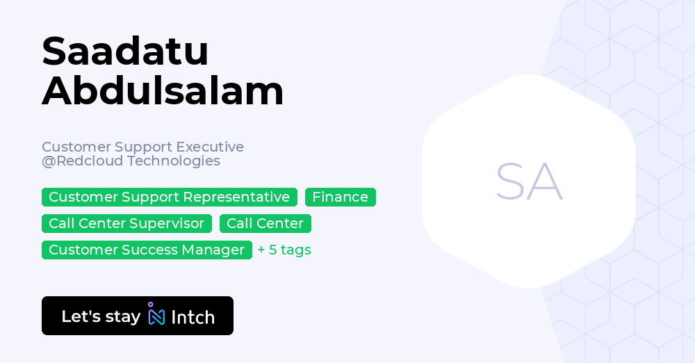 Saadatu Abdulsalam - Customer Support Executive, Redcloud Technologies ...