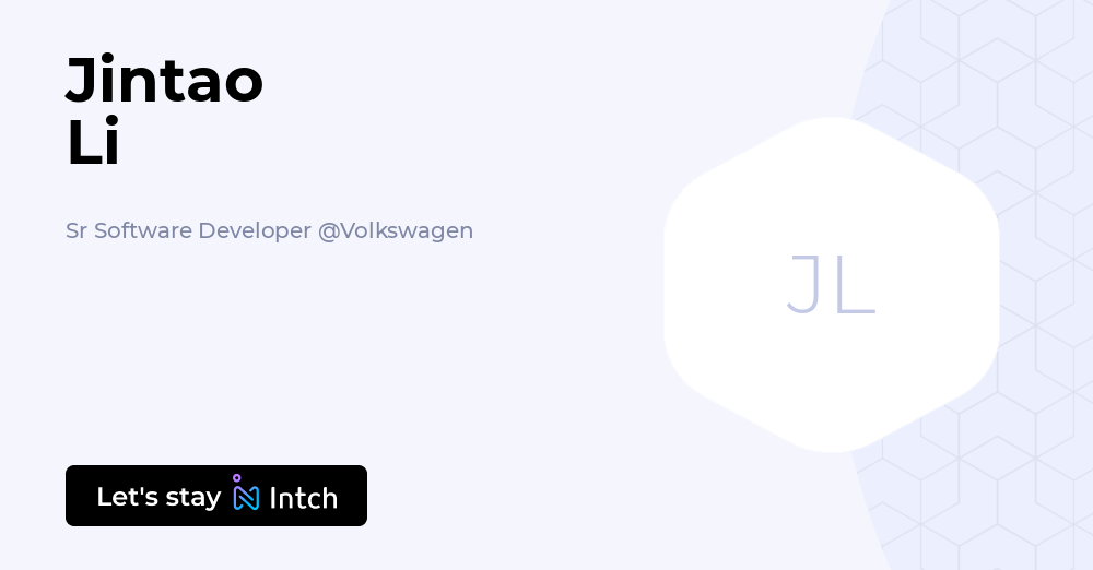 Jintao Li - Sr Software Developer, Volkswagen | Intch
