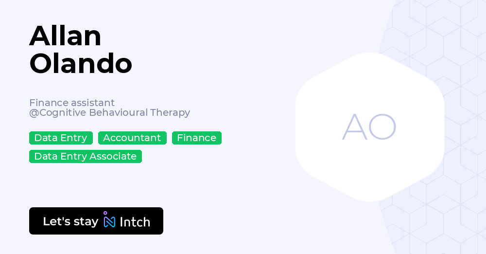 Allan Olando - Finance assistant, Cognitive Behavioural Therapy | Intch