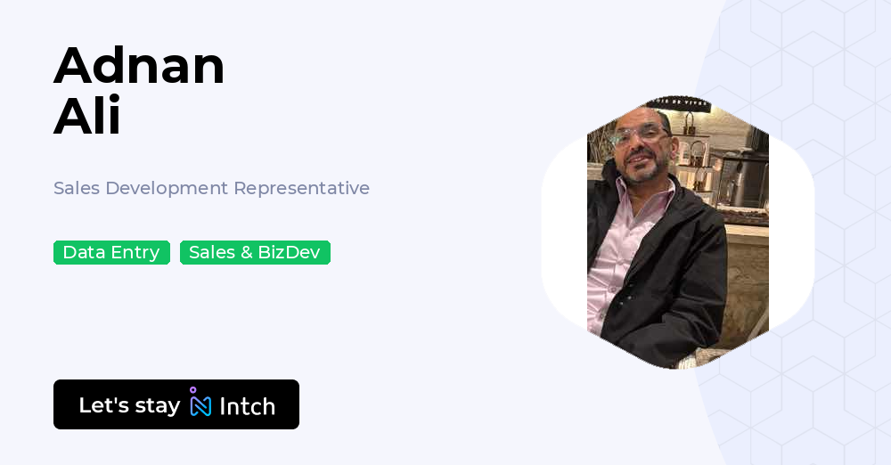 Adnan Ali - Sales Development Representative, | Intch