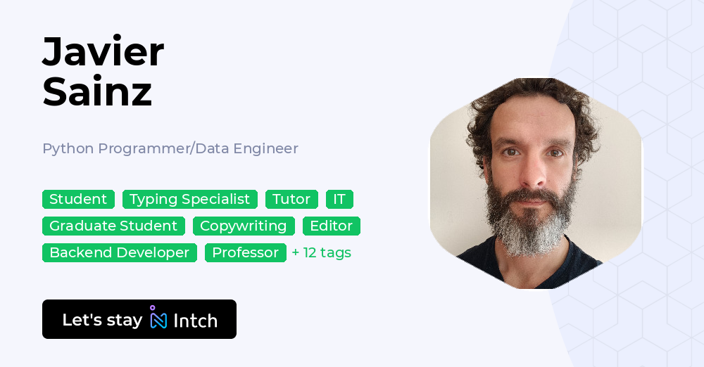Javier Sainz - Python Programmer/Data Engineer, | Intch