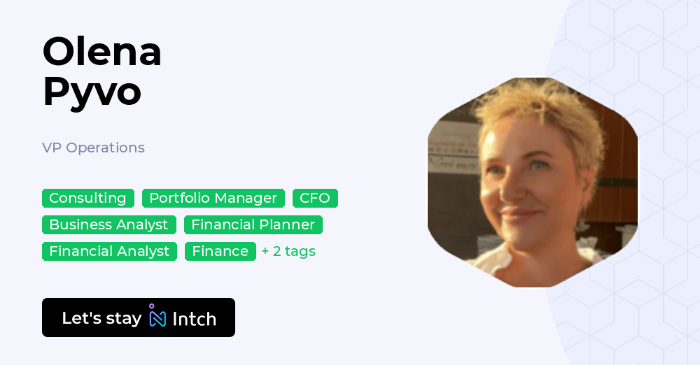 Olena Pyvo - VP Operations, | Intch