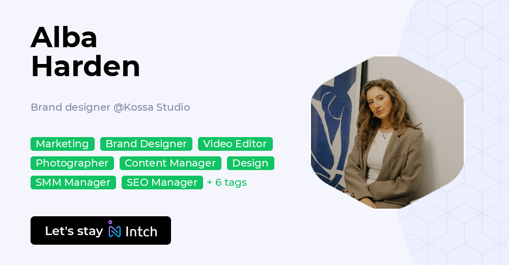 Alba Level Designer Alba Harden - Brand designer, Kossa Studio | Intch
