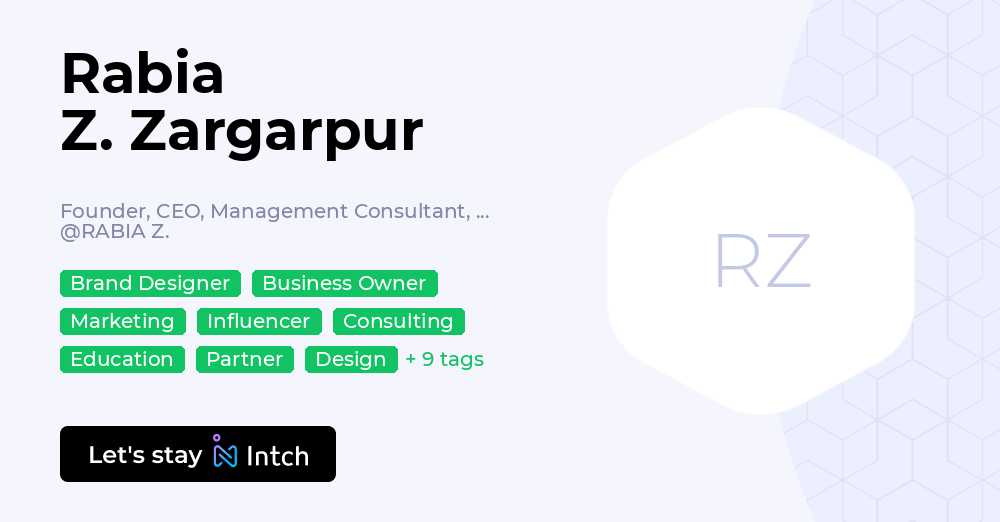 Rabia Z. Zargarpur - Founder, CEO, Management Consultant, & Fashion ...