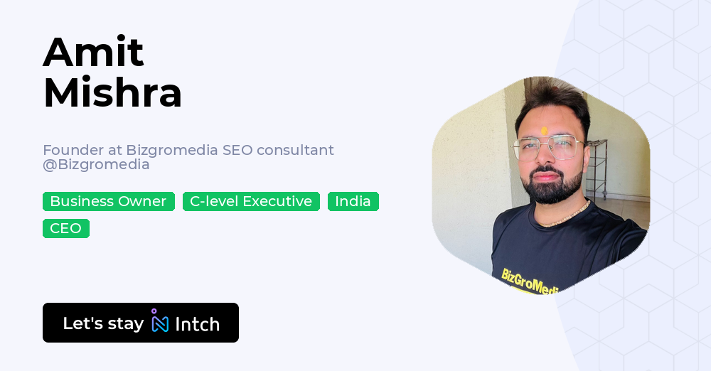 Amit Mishra - Founder at Bizgromedia SEO consultant, Bizgromedia | Intch