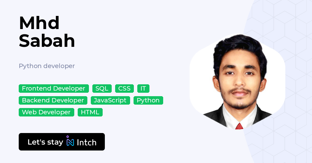 Mhd Sabah - Python developer, | Intch