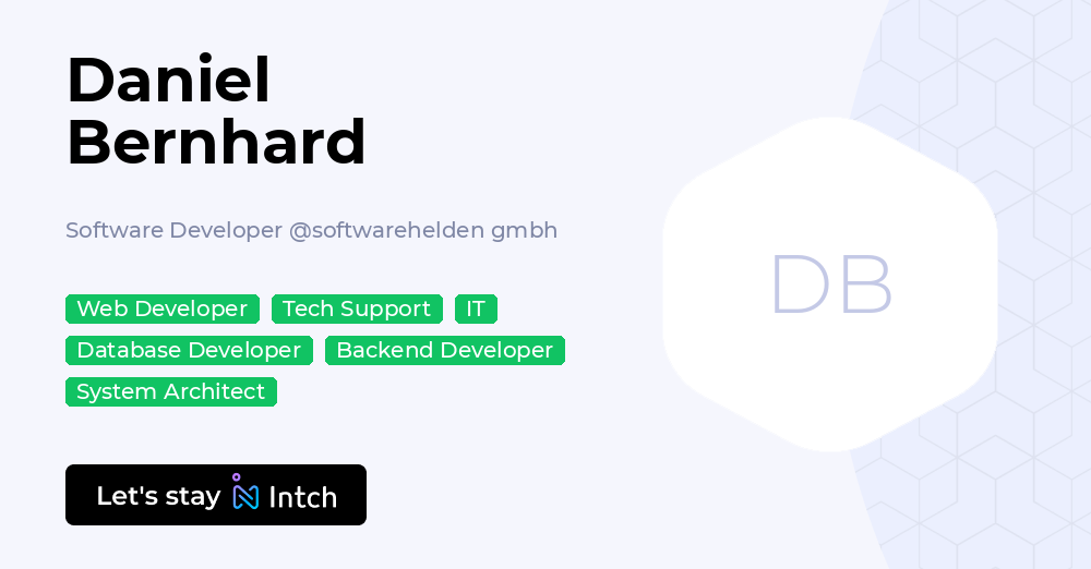 Daniel Bernhard - Software Developer, softwarehelden gmbh | Intch