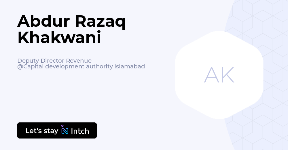 Abdur Razaq Khakwani - Deputy Director Revenue, Capital development ...