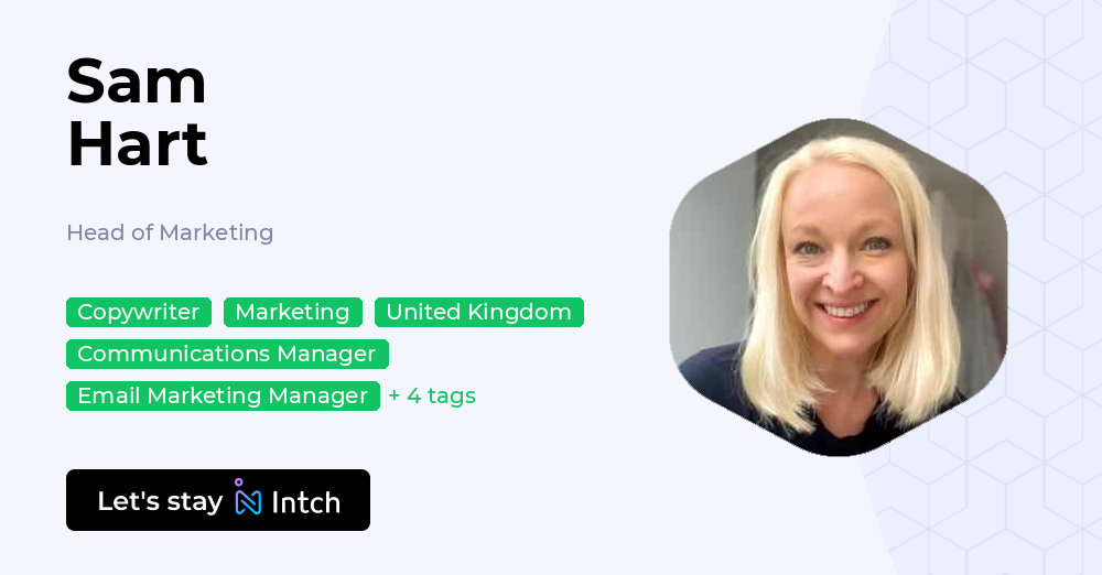 Sam Hart Counter Sam Hart - Head of Marketing, | Intch
