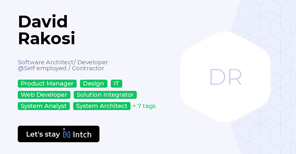 David Rakosi - Software Architect/ Developer, Self employed ...