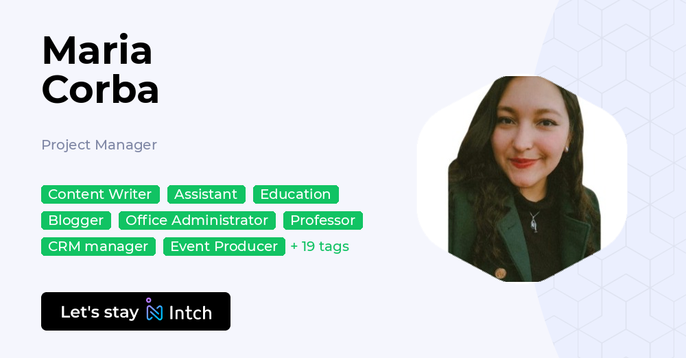 Maria Minimum Project Maria Corba - Project Manager, | Intch
