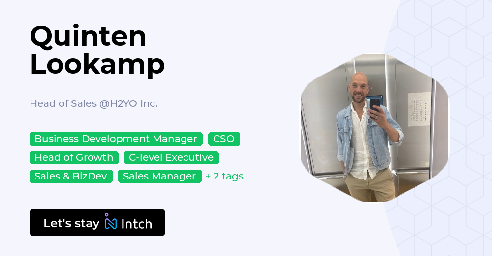 H2yo Quinten Lookamp - Head of Sales, H2YO Inc. | Intch