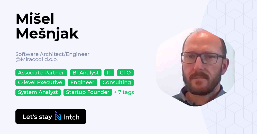 Mišel Mešnjak Software Architect/Engineer, Miracool d.o.o. Intch
