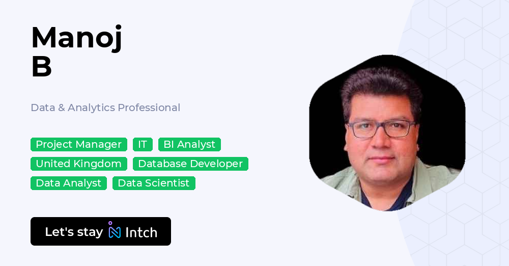 Manoj B - Data & Analytics Professional, | Intch
