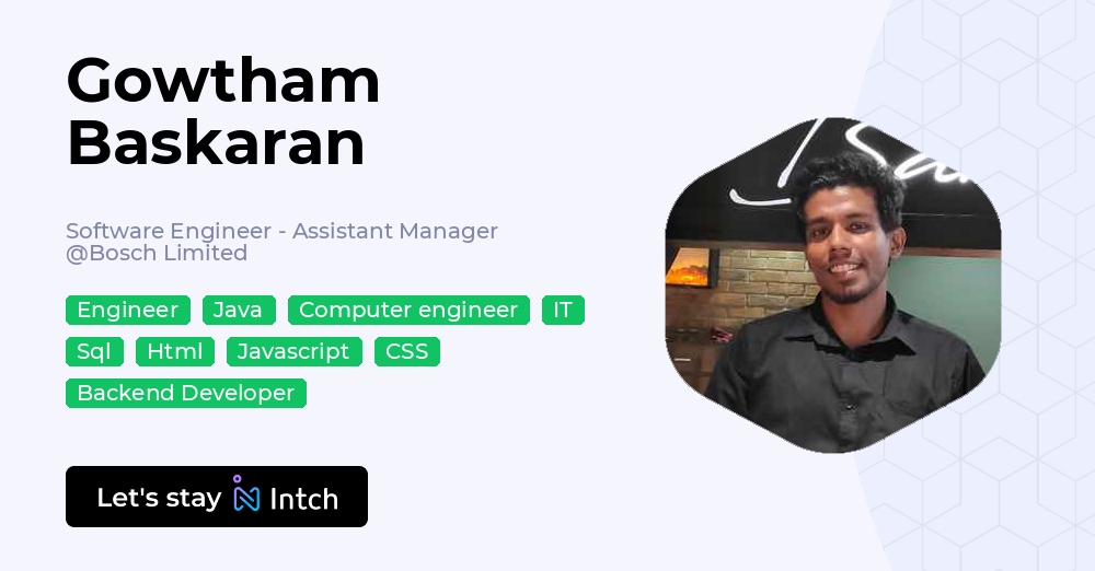 Gowtham Baskaran - Software Engineer - Assistant Manager, Bosch Limited ...