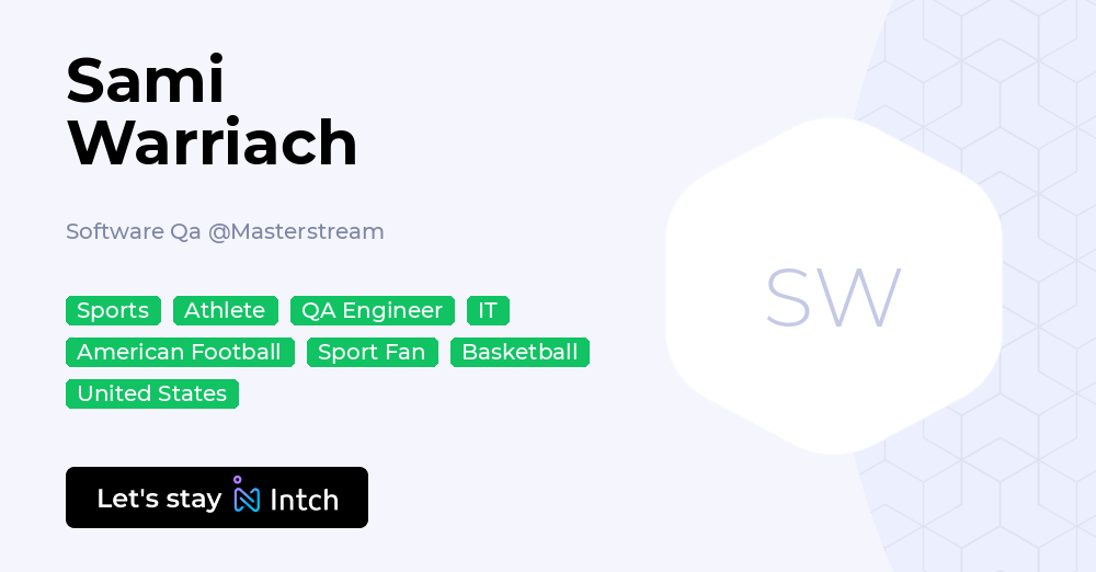 Sami Warriach - Software Qa, Masterstream | Intch