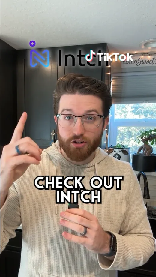TikTok video of a creator next to the Intch logo with the caption Check out Intch.