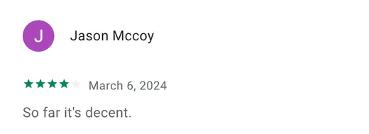 Google Play review by Jason Mccoy saying Intch is decent so far.